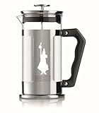Bialetti Presse à café Preziosa, filtre à piston pour café ou thé, corps en acier inoxydable et récipient en verre borosilicaté, lavable au lave-vaisselle, 350 ml, pour 3 tasses