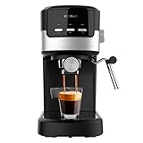 Cecotec Cafetière espresso compacte Power Espresso 20 Pecan. 1100 W, 20 Bars, Système Thermoblock, Buse orientable, Porte-filtre avec double sortie et 2 filtres, 1,25 litre, Noir
